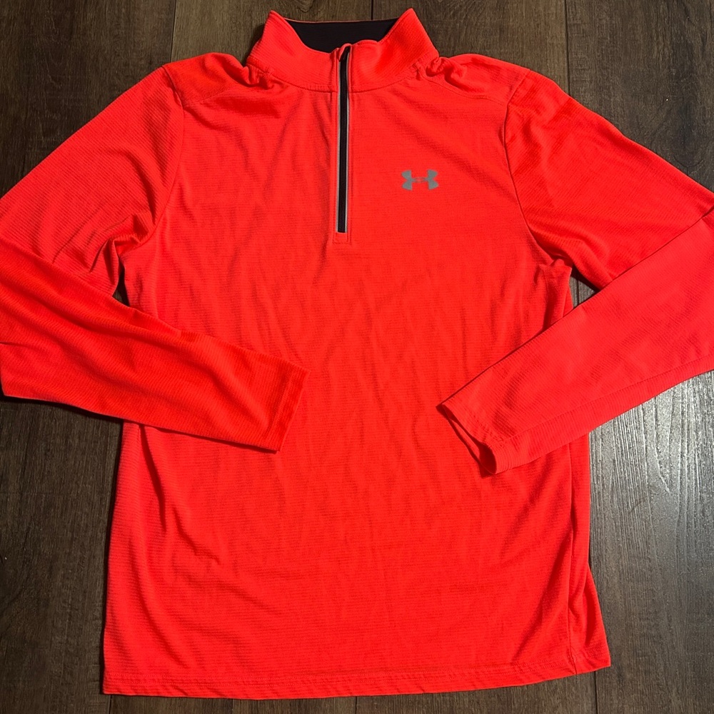 Under Armour Threadborne HeatGear 1/4 Zip Running Top - Orange - Men's M
